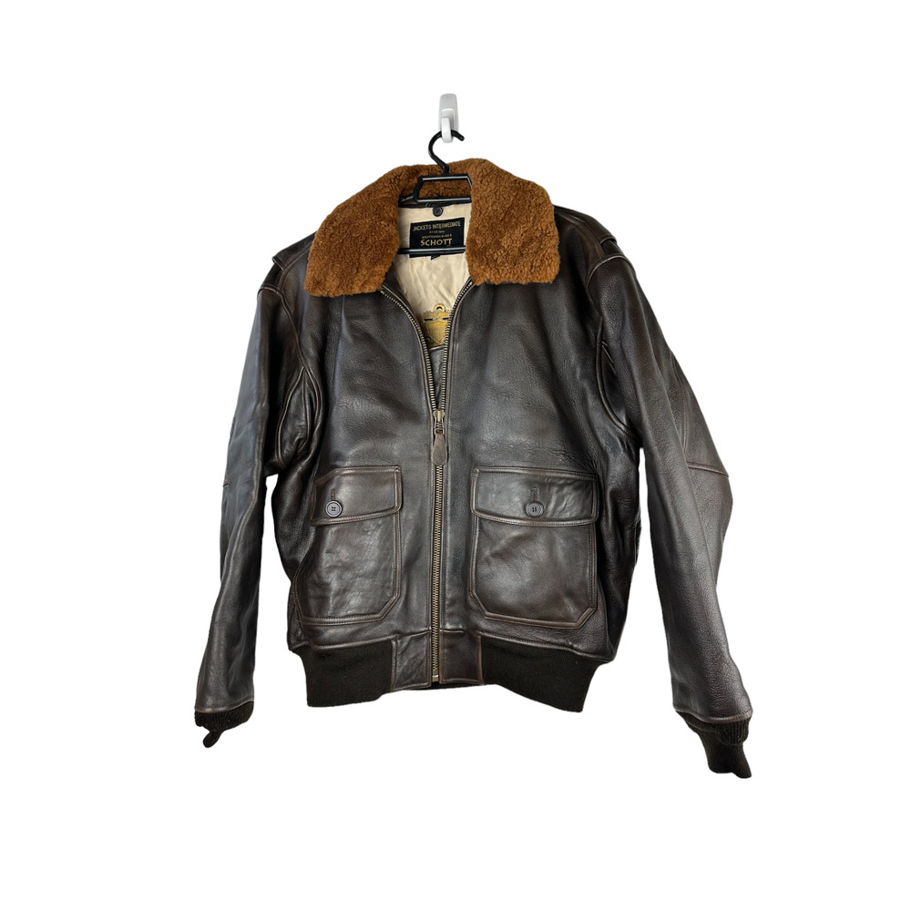 Schott Wings of Gold Brown Leather Bomber Naval Flight Aviation Jacket Men's L - Picture 8 of 16